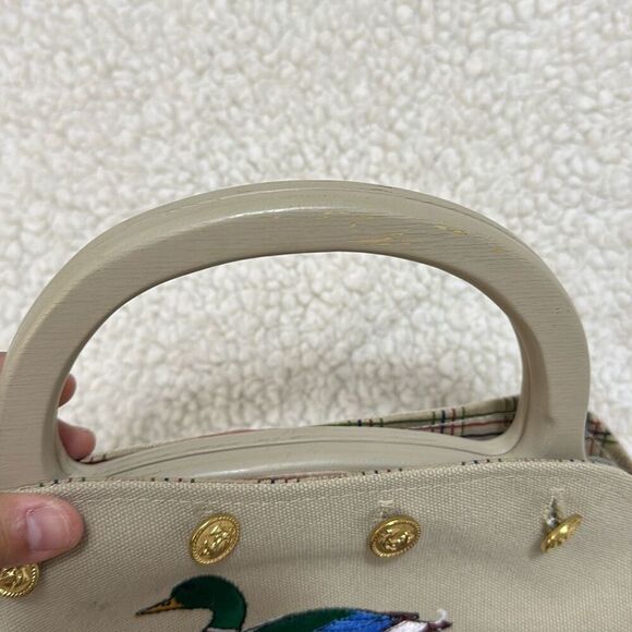 Vintage Embroidered Duck Button Wood Handle Bag - Picture 6 of 10